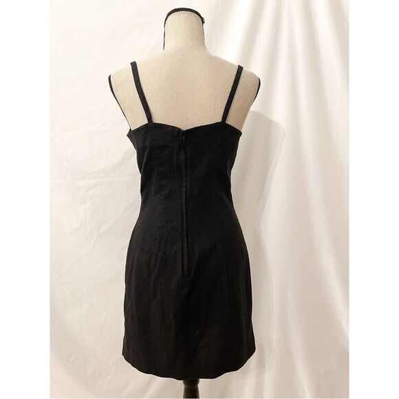 JR's Dresses Mini Dress | Black Linen Vintage 90s - Picture 3 of 7